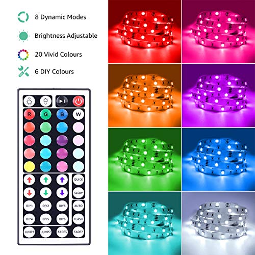 Lepro Led Strip Lights, 32.8Ft Rgb Led Strip Lights With 44 Keys Ir Remote And 12V Power Supply, Flexible Color Changing 5050 300 Leds Light Strips Kit For Bedroom, Home, Kitchen (2X16.4Ft) #TOP1