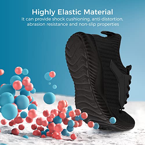 Image of Flysocks Sneakers for Women Lightweight Fashionable Walking Shoes for Women Breathable and Non-Slip Sports Gyms Work Shopping Travel, F- All Black, 6.5