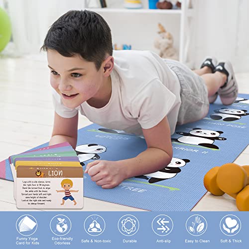 Garybank Kids Yoga Mat Set - Non-slip Exercise Mats with Fun Prints - 12 Yoga Cards - Carrier Bag - Odor Free Non-Toxic, Cute Yoga Mat for Girls & Boys (60 X 24 X 0.2 Inch) - Image 3