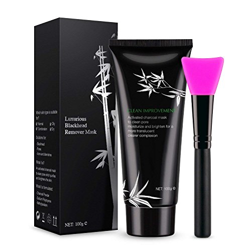 Black Mask Blackhead Remover Mask Purifing Charcoal Peel Off Mask-Bamboo Activated Charcoal Face Mask Deep Pore Cleansing Black Facial Mask for Face Nose and Acne Treatment 100g