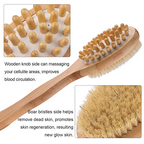 Fixbody Bath Shower Body Brush, Loofah Back Scrubber And Face Sponge Pad, Boar Bristles And Bamboo Handle, Use Wet Or Dry Skin, Exfoliating And Cellulite For Radiant And Smoother Skin (3Pcs) #TOP3