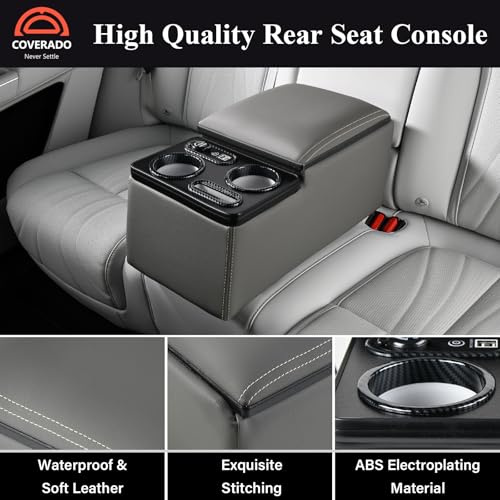 Image of Coverado Car Center Console, Universal Bench Seat Consoles, Truck Center Console Automotive Center Console, Back Seat Organizer With Cup Holder+Phone Holder, Central Armrest Storage Box (Update, Gray)