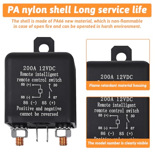 Remote Battery Disconnect Switch 12V 200A Car Kill Switch Anti-Theft Switch Prevent Battery Drain Remote Car Kill Switch Anti Theft with 2 Keys for Car RV Truck Camper Travel Trailer - Image 4