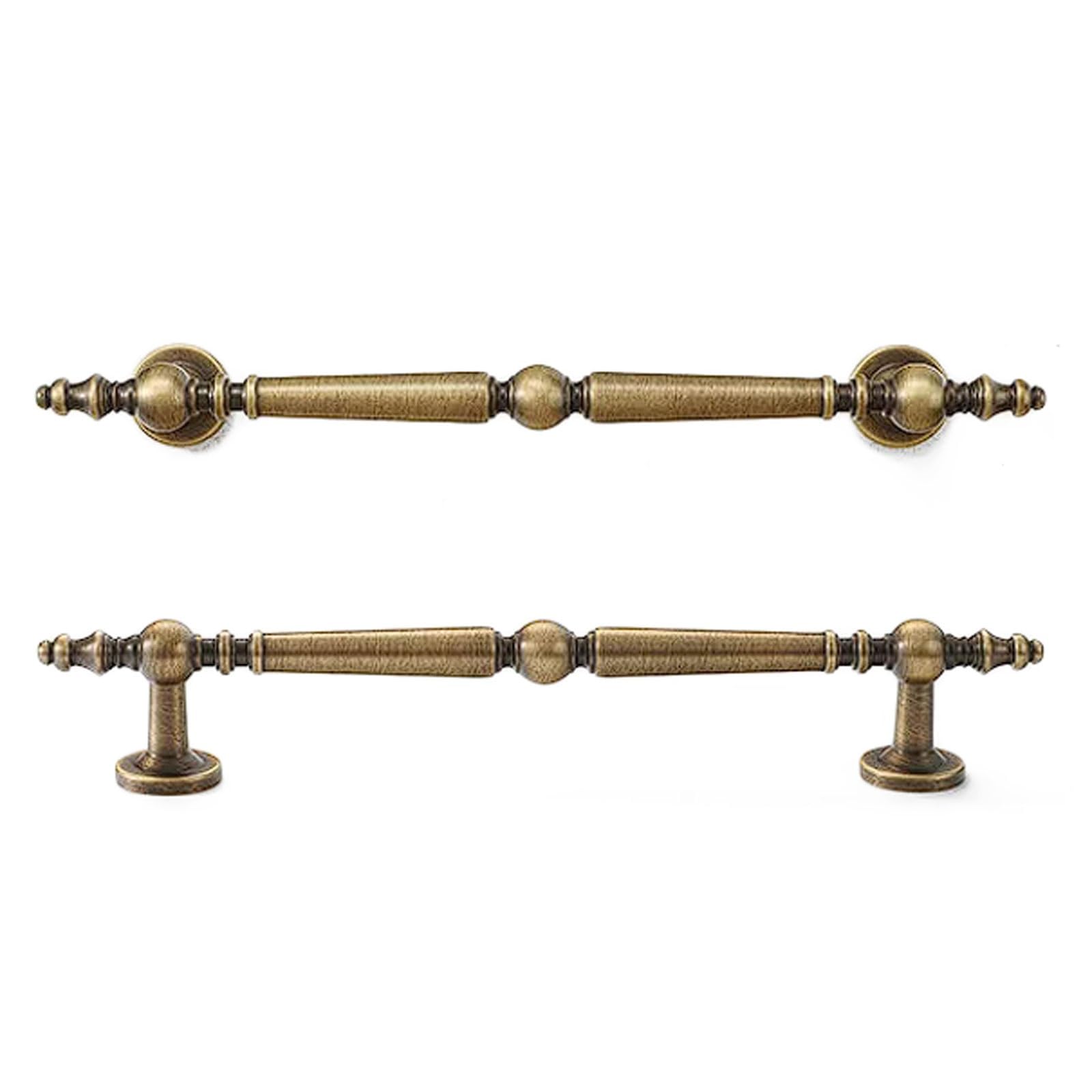 Chenhoju One Color Antique Bronze Brass Cabinet Pulls Round Base, Double Hole Fixing, Multiple Lengths For Wardrobes, Bookshelves Cabinet Pulls(215Mm)