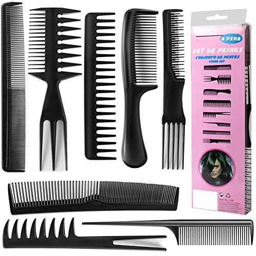 Hair Combs Set, 8 Pcs Hairdressing Combs Set Professional Hair Styling Comb Portable Set Fine Wide Tooth Comb Anti Static Heat Resistant Combs for Women Men Salon Home