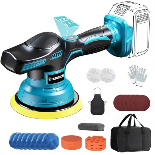 27pcs Poliermaschine Auto für Makita 18V-Akku 6 Zoll Orbital Auto Politur mit 8 Variablen Geschwindigkeiten Auto poliermaschinen Set für Polieren/Wachsen/Autodetaillierung(Ohne Akku)