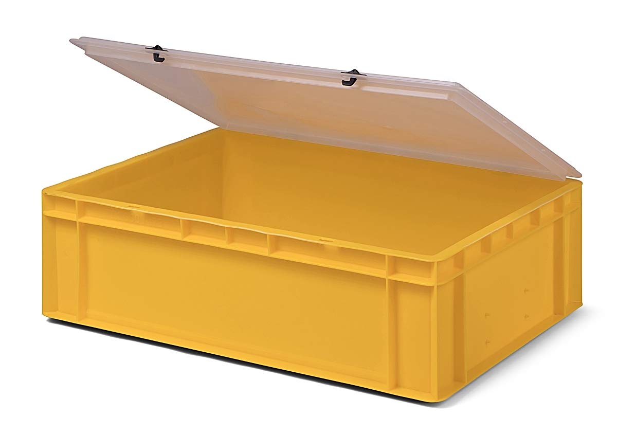 1a-TopStore 3 szt. skrzynka transportowa TK617-TD, żółta, z przezroczystą pokrywką, 600 x 400 x 186 mm (dł. x szer. x wys.), z polipropylenu, pojemność: 33 litry, nośność: 45 kg, nadaje się do