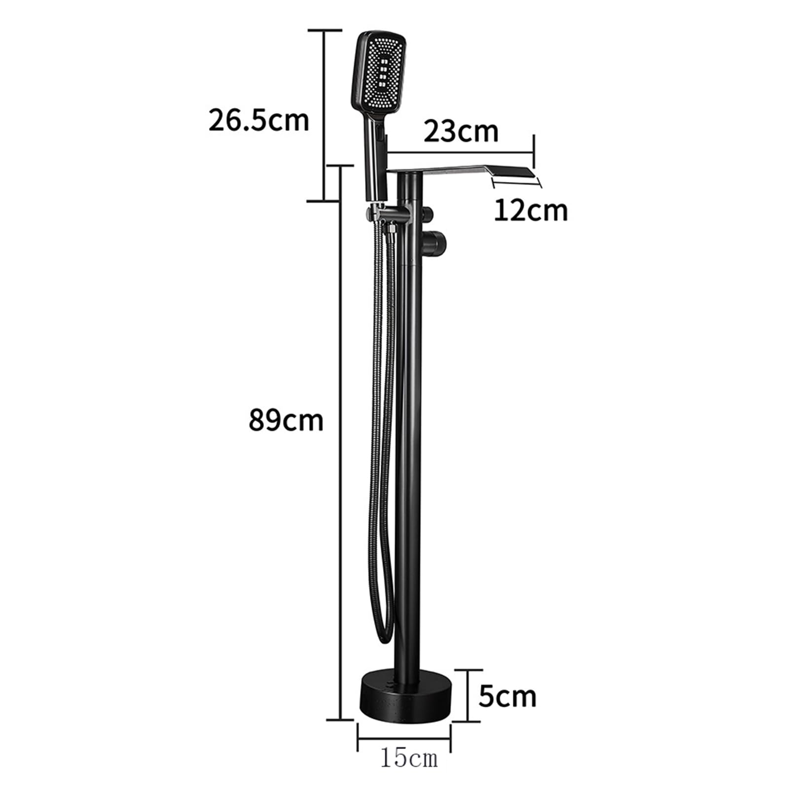BiaoTeng Grifo de Pie Para Bañera Exenta con Cascada 3 Modos Cromo Laton