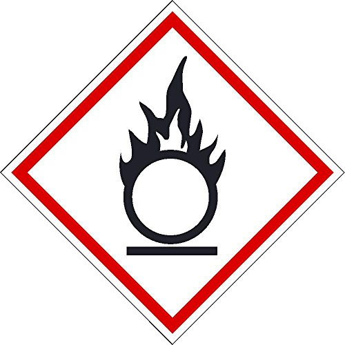 Image of NMC National Marker GHS401AP GHS Label, Flame Over Circle, 4 inches x 4 inches, PS Vinyl, Pak5