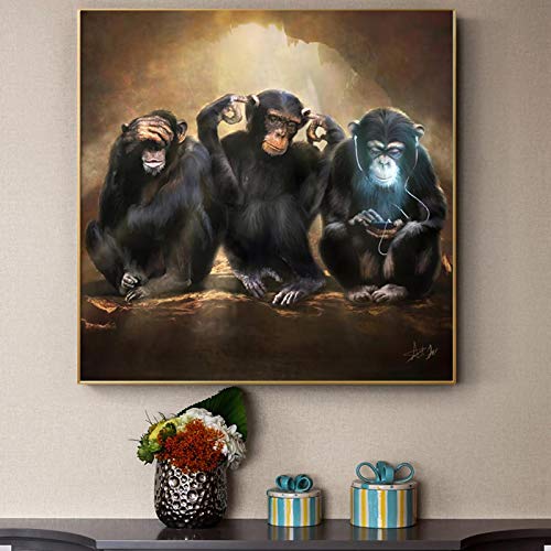 Cuadro de animales dsdsgog: lámina de monos para un hogar feliz