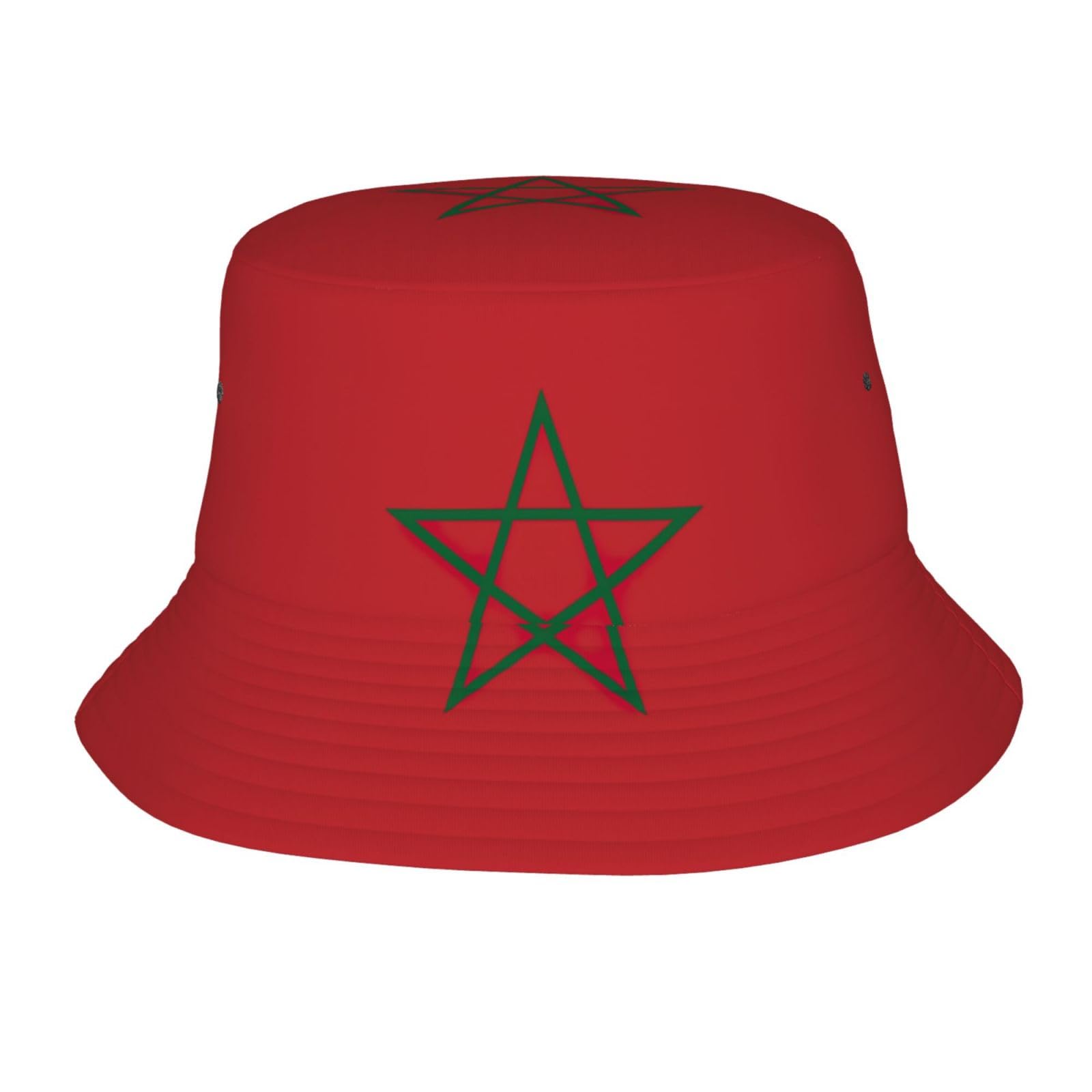 Wurton Unisex Flag Of Morocco Flag Of Slovakia Print Bucket Hat Sun Hat Summer Vacation Travel Fisherman Hat Travel Hiking Beach Caps, One Size
