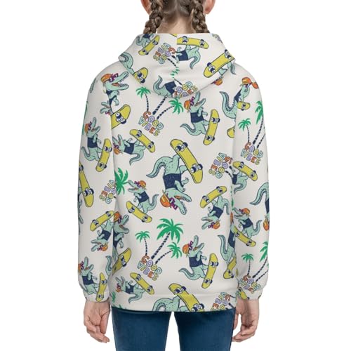 Skateboard Cartoon Crocodile Kids Pullover Hoodies Boys Sweatshirts Girls Athletic Clothes with Pocket4