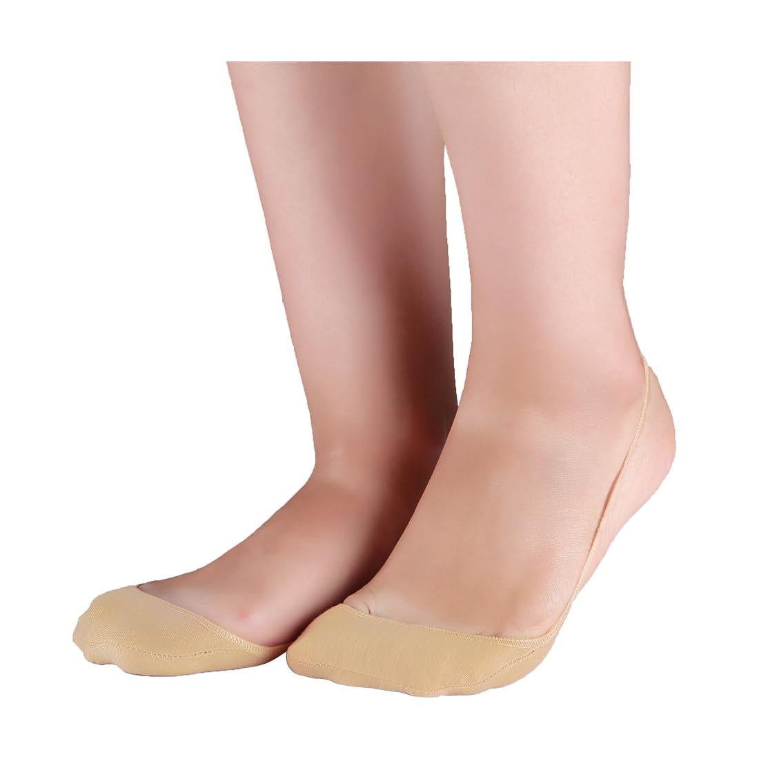 Uxcell Women's Beige Sourcing Map Half Socks, Heelless Back String No-Show Socks 10 Pairs Shoe Size 4-10