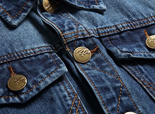 Image of Denim Vest Men Lapel Sleeveless Slim Fit Retro Ripped Casual Jean Vest for Men's
