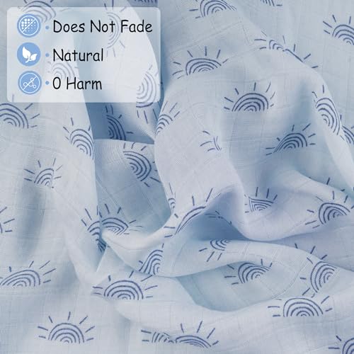 Image of Viviland Muslin Swaddle Blankets, Breathable and Skin-Friendly Baby Receiving Blankets, 2-Pack Sun, 47 x 47 inches