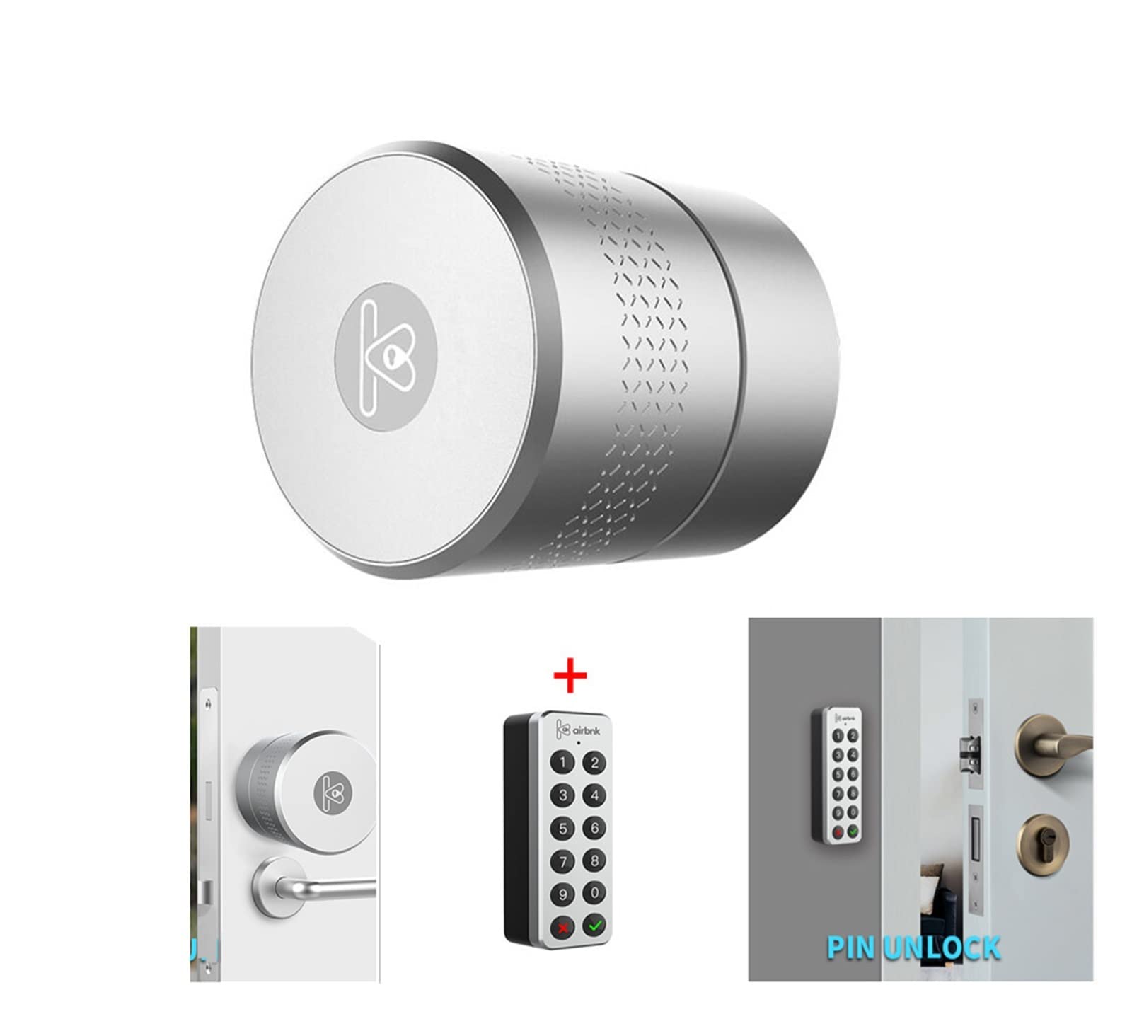 Serratura Smart, Tuya App Smart Knob Door Lock Blocco biometrico maniglia della porta con impronte digitali Blocco senza chiave digitale,per camere da letto, uffici e hotel(Kit 2)