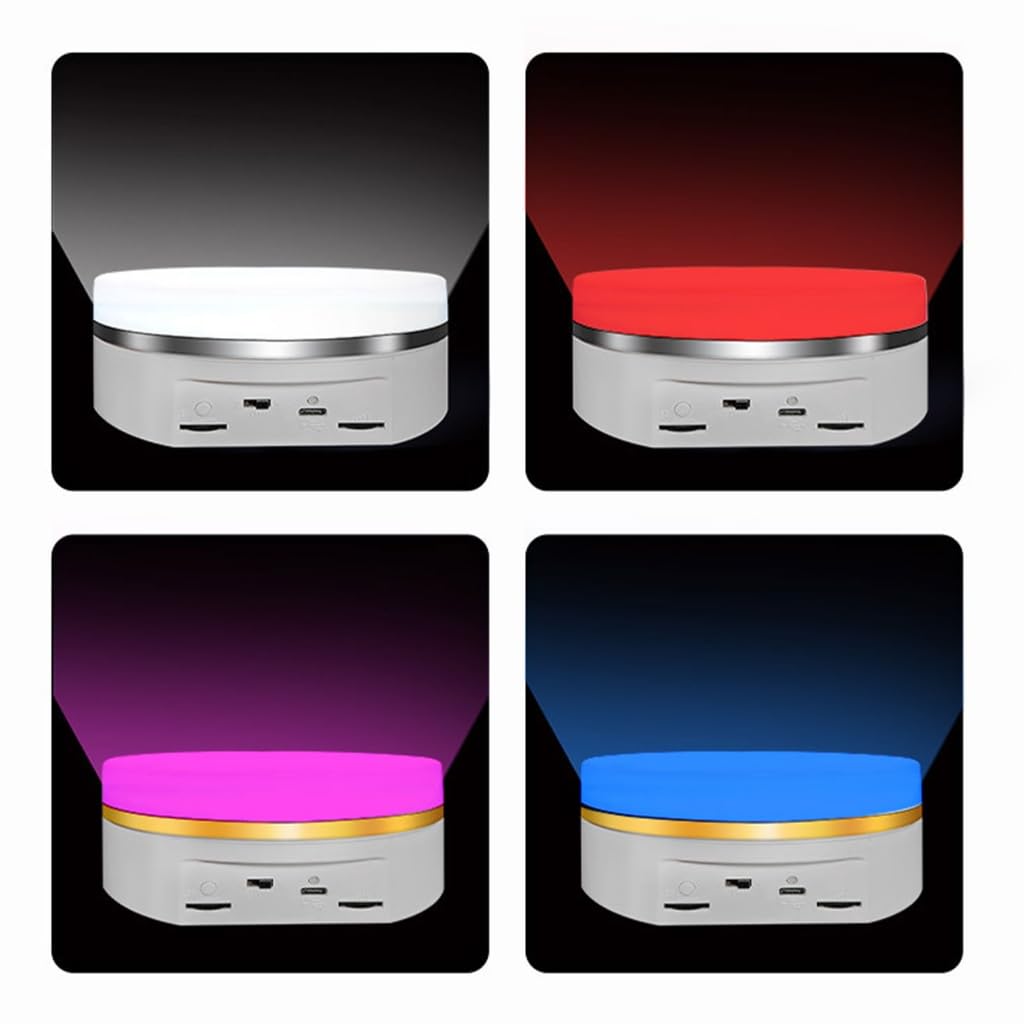 Présentoir Lumineux télécommandé Plateau tournant Support d'affichage Rotatif pour Support de Lampe LED
