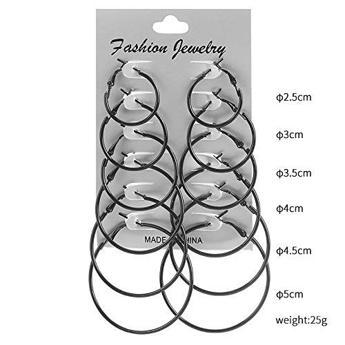 6 Pairs Classic Colorful Punk Large Small Round Hoop Earrings 80s 90s Retro Colored Black White Circle Neon Earrings for Women Personality Fashion Party Costume Jewelry2