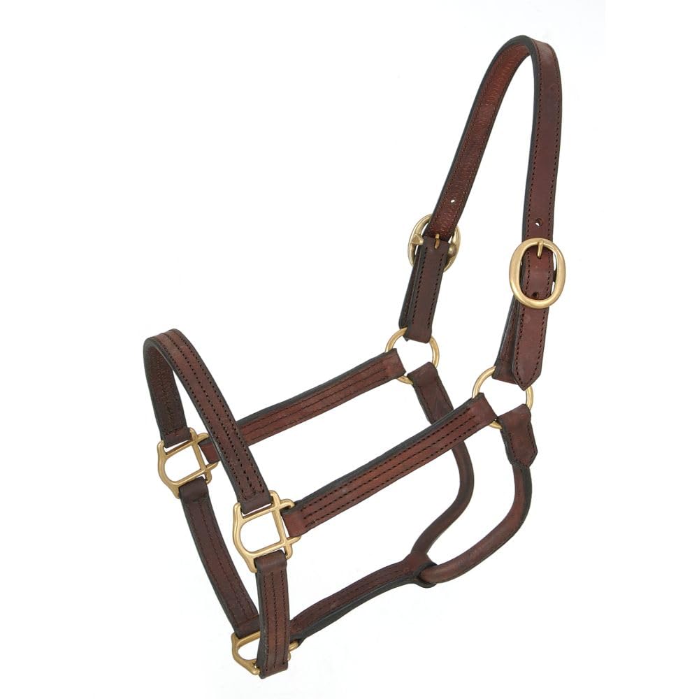 Tough 1 Royal King Leather Track Halter, Brown, Horse