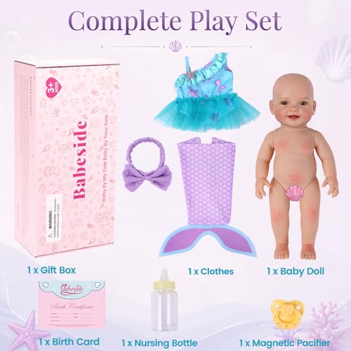 Muñeca bebé sirena BABESIDE con cola desmontable 15 pulg miniatura 6