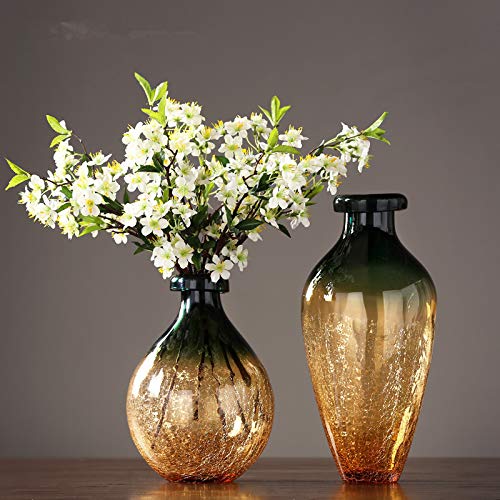Kleurrijke Gebarsten Glazen Vaas Thuis Woonkamer Eetkamer Tv Kast Veranda Aanrecht Vaas Gedroogde Bloem Simulatie Bloem Decoratie Vaas 40.5x19.5x10 Cm, 29.5x21x8 Cm, 2 Stks - Afbeelding 4