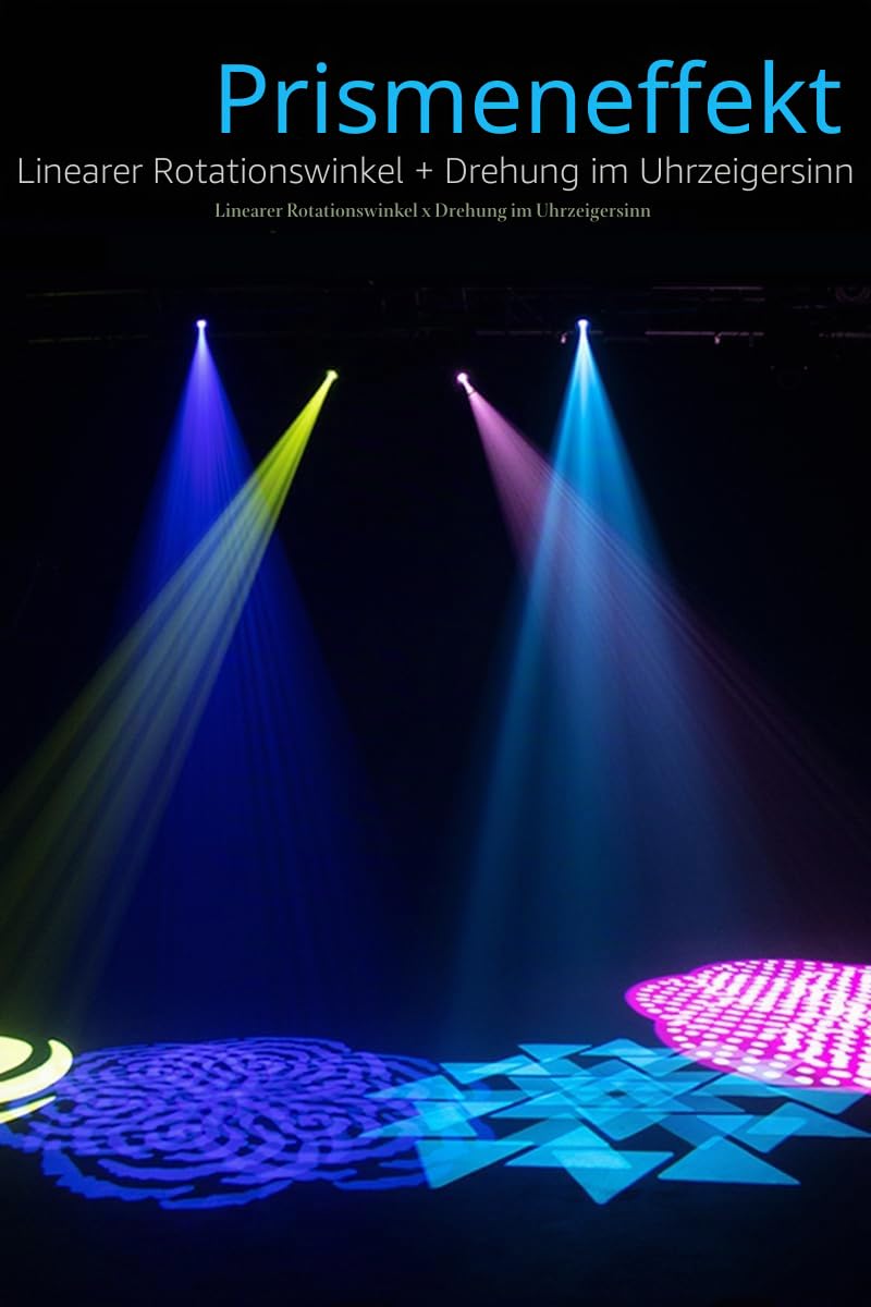 SHEHDS 100 W bewegliche Scheinwerfer, Strahl-Effekt, 16 Grad, 7 dynamische und 6 statische Gobos, 8 Farben, Strahler, 6-Facet-Prisma DMX512 mit RDM und linearem Fokus, DJ-Bühnenlichter