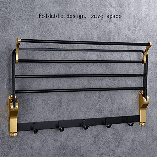 Tige de suspension de bain porte-serviettes mural multifonctionnel or