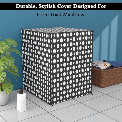 Image of Kuber Industries PVC Washing Machine Cover Front Load for IFB | Front Load Washing Machine Cover - Ideal for 6 kg, 6.5 kg, 7 kg | Dot Design - Grey