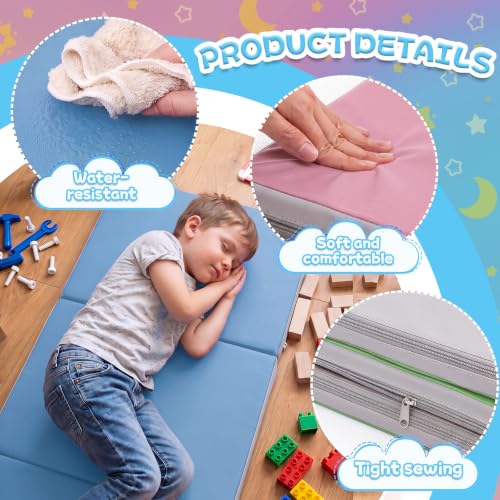 Image of Wesiti 5 Pcs Folding Kids Nap Mats for Preschool Daycare, 3 Section Folding Rest Mats Sleeping for Kids Toddler Nap 1 Inch Thick, Kindergarten School Classroom Supplies (Earthtone)