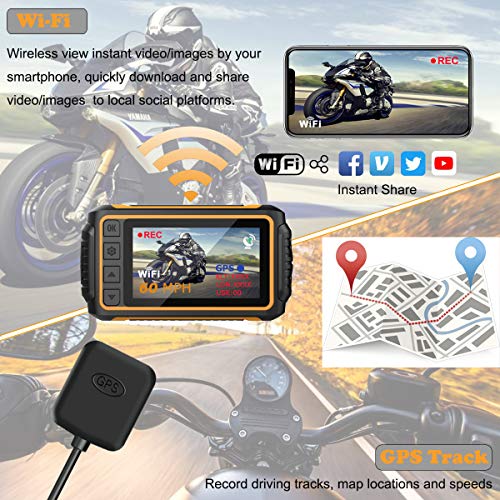 Wasserdichte Motorrad Dashcam mit Dual FHD 1080P und GPS