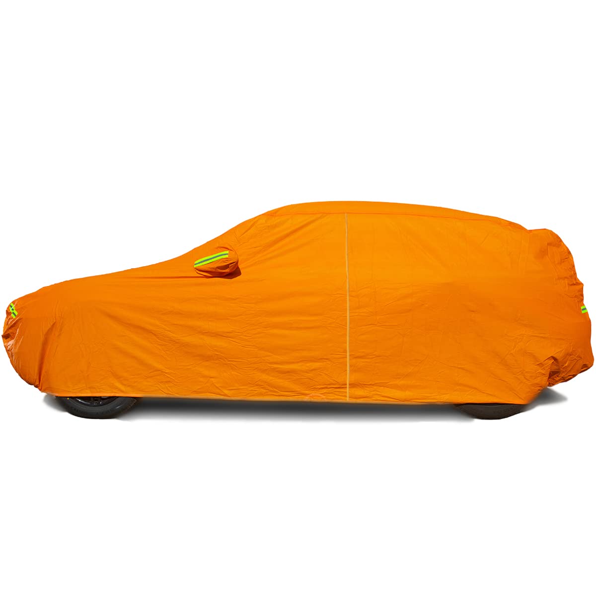 AUQDD6-Layers PEVA New Material SUVs Full Padded Car Cover Waterproof All Weather Weatherproof UV Sun Protection Snow Dust Storm Resistant Outdoor Exterior Custom Form-Fit Straps 198"-208" Orange