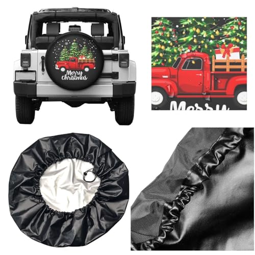 Image of Merry Christmas Truck Spare Tire Cover for Rv Trailer Camper- Cute Xmas Winter Waterproof Wheel Protectors Cover Universal Fit for Truck SUV Travel New Year Outdoor-15 inch