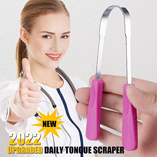 New Tongue Scraper With Individual Travel Case, Professional Tongue Scrapers For Adults And Kids Medical-Grade Stainless Steel Flexible Metal Tongue Cleaner Kit [ Upgraded Version ] - Pack Of 2 #TOP5