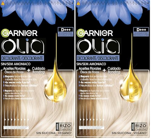 Garnier Olia, Decolorante Permanente sin Amoniaco con Aceites Florales de Origen Natural, Decolorante D+++, Aclarado 8 Tonos, El embalaje puede variar
