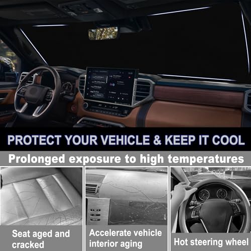 Image of Windshield Sun Shade for 2022-2026 Toyota Tundra| Front Window Shade Sun Visor| 310T Reflective Polyester| UV Heat Insulation Protection| Foldable Sunshade with Storage Pouch| Outdoor Camping
