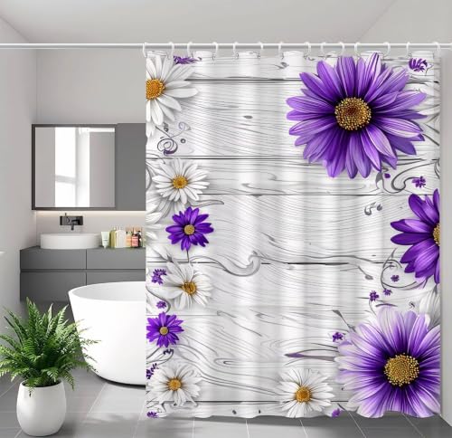 Rideau douche fleur rétro imperméable pour baignoire familiale - 3