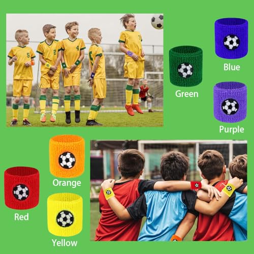 6 Pcs Sports Wristbands for Kids Soft Cotton Sweat Band Comfortable Sports Wrist Sweatbands for Children Football Basketball Gym - Image 4