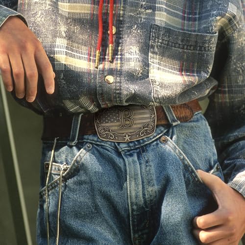 Image of Western Belt Buckle for Men Women Initial Letter A to Z Cowboy Belt Buckle Texas Buckle hebillas vaqueras para hombre