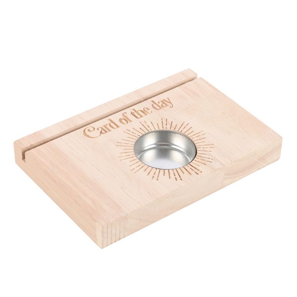 Natural Card of the Day Tarot Card Stand Tealight Holder - Handcrafted Wooden Stand for Tarot Cards and Tealights, Rustic Home Decor, Gift for Tarot Enthusiasts and Meditation Spaces