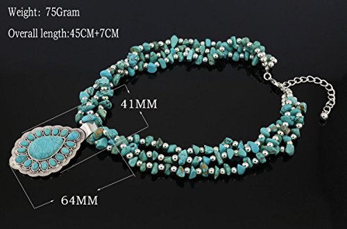 Vintage Alloy Synthetic Turquoise Necklace Fashion Jewelry Women3