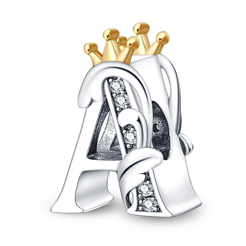 QIKAOLA 925 Charms in argento Sterling Lettera A-Z Alfabeto per Pandora Bracciale e Collana Ciondolo in argento Charm Beads Compatibile con Bracciali Europei Collana per Donne