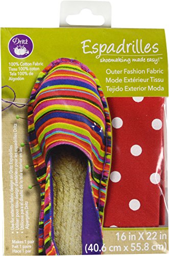 Dritz Espadrilles Outer Fashion Dot Fabric, 16" x 22", Red/White
