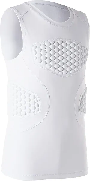 DEVOROPA Youth Boys Football Baseball Padded Compression Shirt Chest Protector Softball Lacrosse Rib Heart Sternum Guard