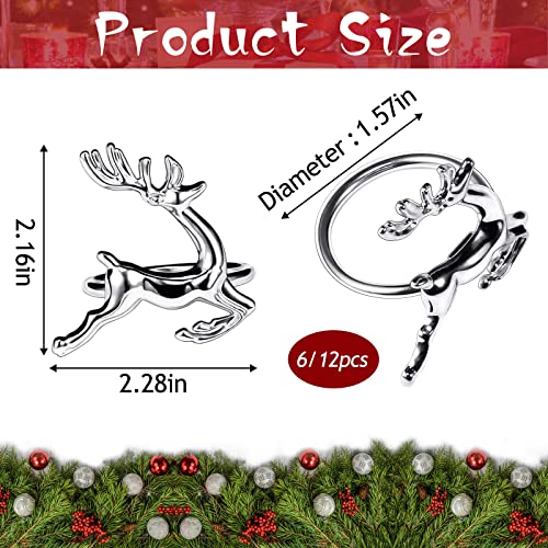 Image of legigo Set of 6 Christmas Deer Napkin Rings for Dinning Table Setting - Metal Napkin Holder Rings for Xmas Dinner Holiday Party, Wedding Receptions Dinning Table Setting (Silver)
