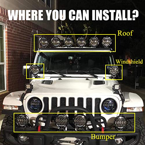 Audexen Led Work Lights, 7 Inch 105W Round Spot Led Pods Light Bar High/Low Beam Drl With Adjustable Mounting Bracket Compatible With Jeep Off Road 4Wd Truck Suv Utv Atv Driving Lamp, 2 Pcs #TOP1