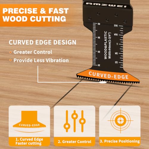Image of AMZWEI 100PCS Oscillating Tool Blades, Titanium & HCS Oscillating Saw Blades for Metal /Wood /Plastic Cutting, Curved Edge Multi Tool Blades Compatible with Dewalt, Milwaukee, Dremel, Ryobi, Rockwell