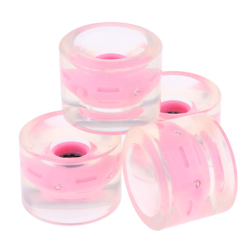 4pcs 70mm Light Up Skateboard Longboard Ruedas brillan en la noche 78A Rosa