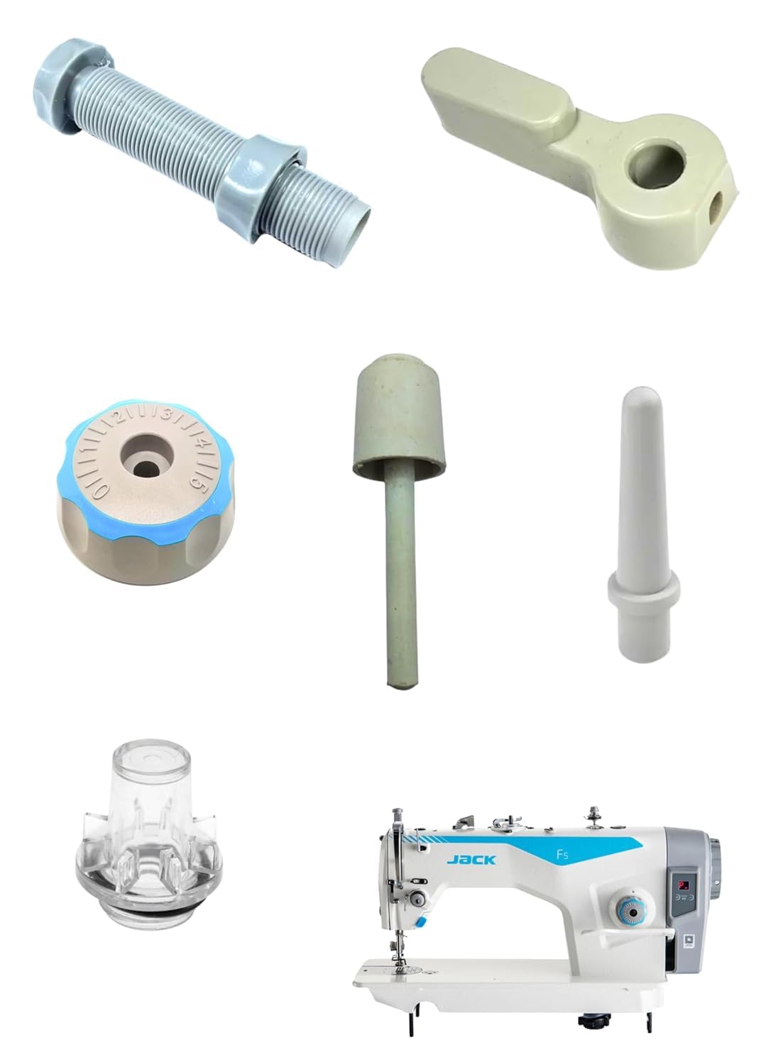 Frequently Used Parts for Single lockstitch Jack Machines F-4,F-5 A2 & A4 Models, [Dial+Hand Lifter+Oil Window+Cap Presser Bar+Head Rest Pin+ Knee Lifter Push Rod (Kit of 6 Pcs)-image-30