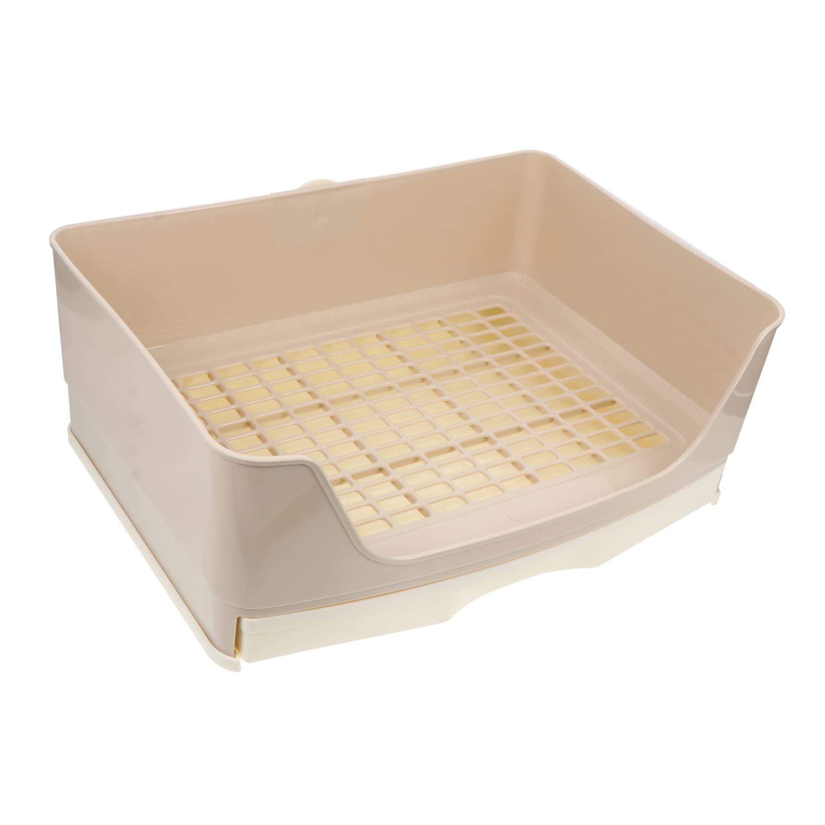Inodoro para Conejos Beige de Plástico, Fijo y Ligero | Cobayas y Conejos Adultos, Formato Grande, Bandeja Higiénica, Uso en Jaula