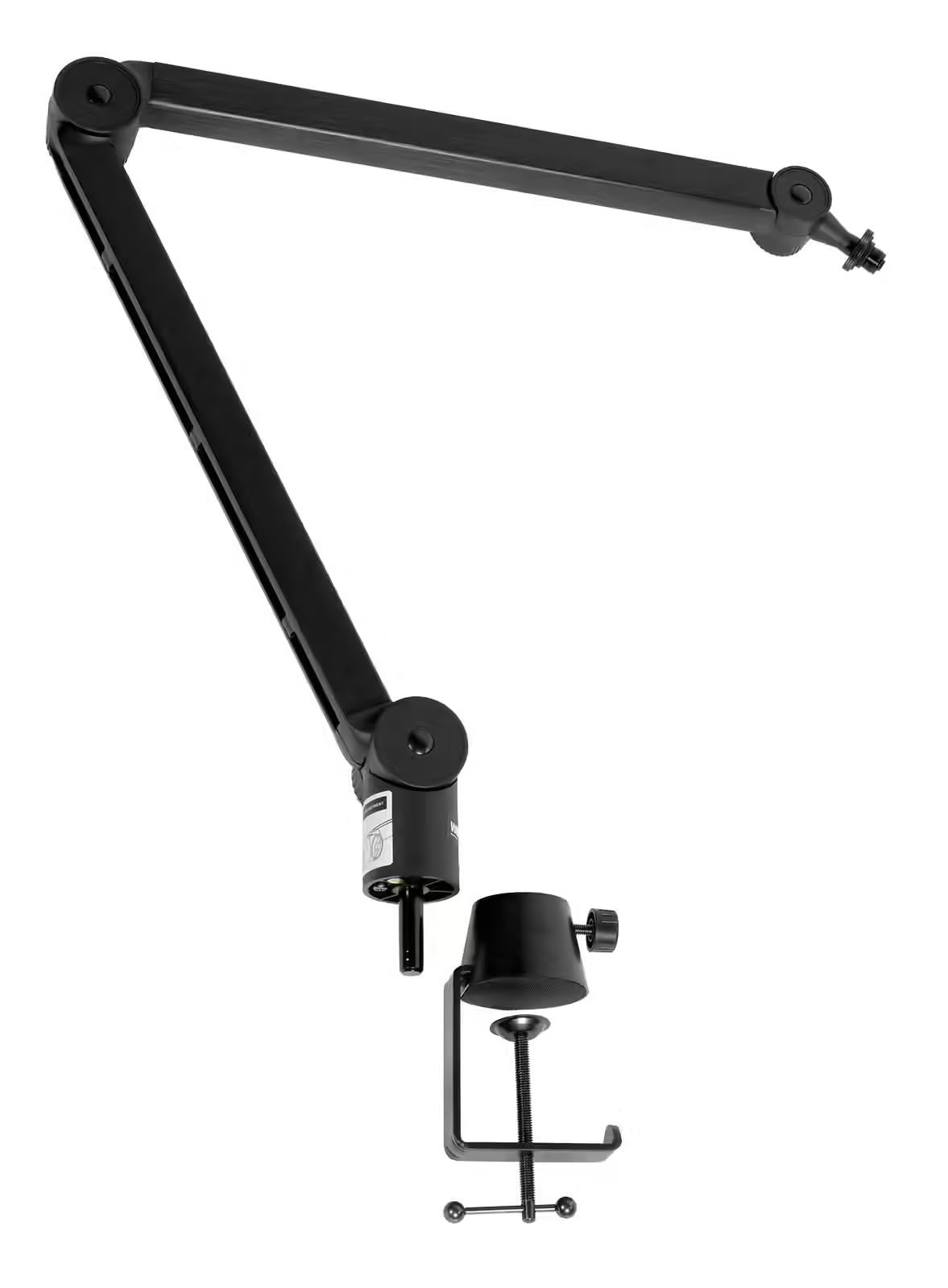 WOODBRASS MS04 Stand Podcast - Brazo articulado micro tipo broadcast para podcast y radio, montaje de mesa ajustable de 1 a 55 mm, gestión de cables integrada, soporte micro metálico negro para home